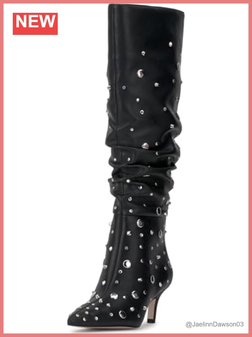Jessica Simpson Naevy Kitten Heel Slouch Boots Faux Leather Pointed Toe Pull-On
